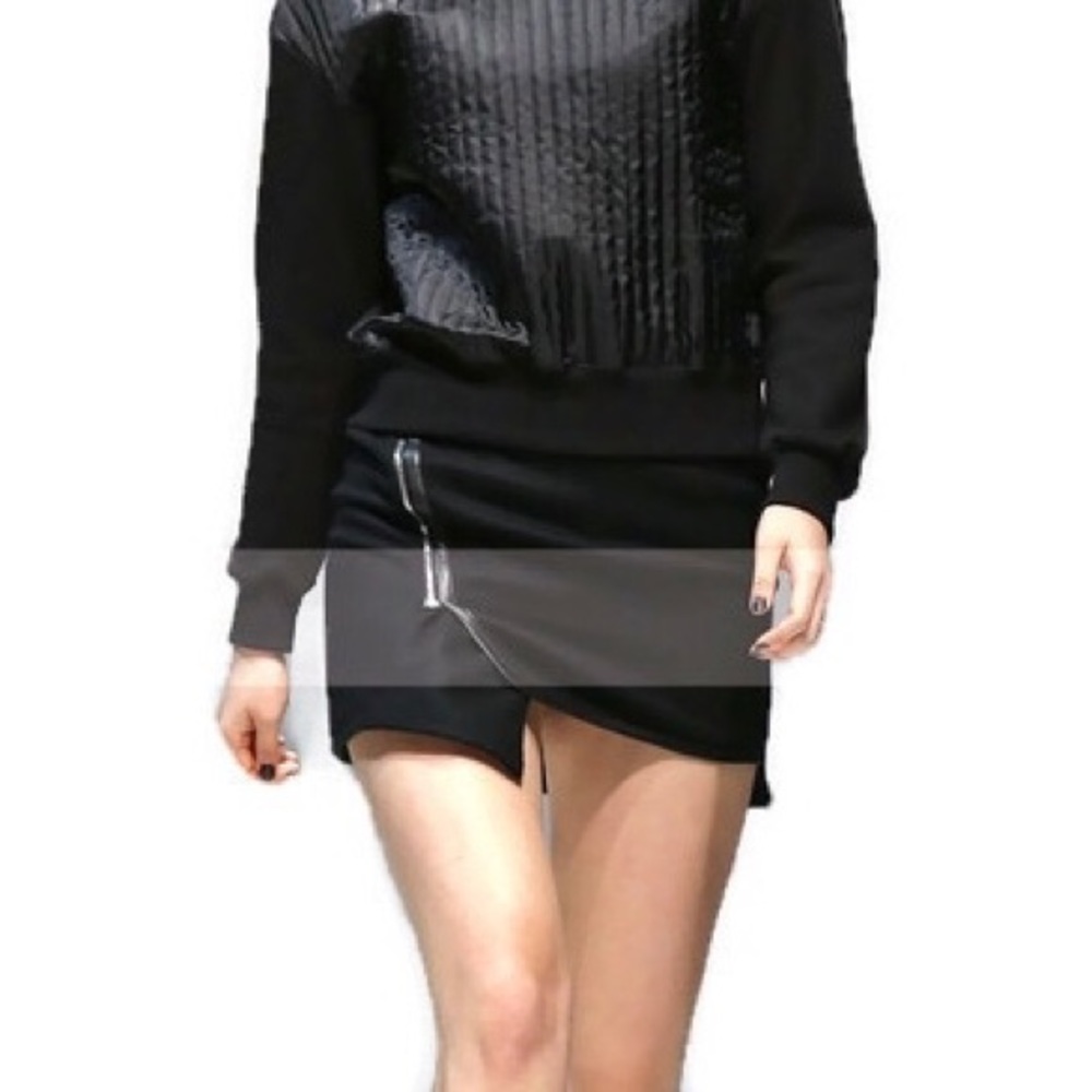 J KOO Korean Couture Designer Wool Mini Skirt